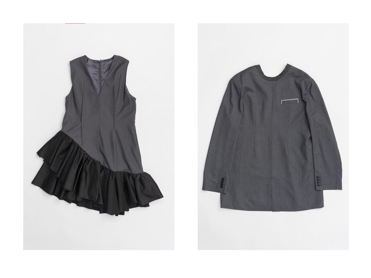 【PRANK PROJECT/プランク プロジェクト】のアシンメトリーラッフルドレス Asymmetry Ruffle Dress&バックトゥフロントミニドレス Back to Front Mini Dress 【 人気通販 コーディネート通販】おすすめ！人気、トレンド、レディースファッションの通販   おすすめ人気トレンドファッション通販アイテム インテリア・キッズ・メンズ・レディースファッション・服の通販 founy(ファニー) 　ファッション　Fashion　レディースファッション　WOMEN　ワンピース　Dress　ドレス　Party Dresses　チュニック　Tunic　2024年　2024　2024-2025秋冬・A/W　Aw/Autumn/Winter/Fw/Fall/2024-2025　A/W・秋冬　Aw・Autumn/Winter・Fw・Fall-Winter　おすすめ　Recommend　アシンメトリー　Asymmetry　サテン　Satin　チュニック　Tunic　ラッフル　Raffle　ロング　Long　ストライプ　Stripe　チェック　Check　フォーマル　Formal　フロント　Front　グレー系　Gray　ブラック系　Black　ブルー系　Blue　ブラウン系　Brown　|ID:crp329100000190039