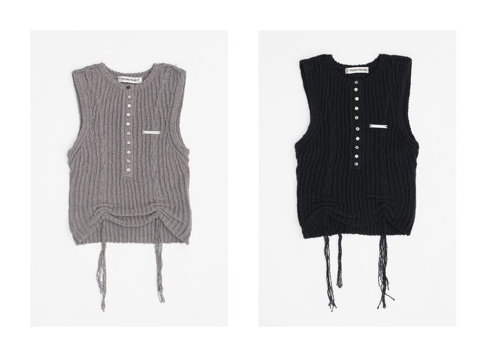 【PRANK PROJECT/プランク プロジェクト】のヘンリーブークレーニットタンク Henley Boucle Knit Tank 【 人気通販 コーディネート通販】おすすめ！人気、トレンド、レディースファッションの通販   おすすめ人気トレンドファッション通販アイテム インテリア・キッズ・メンズ・レディースファッション・服の通販 founy(ファニー) https://founy.com/ ファッション Fashion レディースファッション WOMEN トップス・カットソー Tops/Tshirt ニット Knit Tops キャミソール / ノースリーブ No Sleeves シャツ/ブラウス Shirts/Blouses ロング / Tシャツ T-Shirts カットソー Cut and Sewn 2024年 2024 2024-2025秋冬・A/W Aw/Autumn/Winter/Fw/Fall/2024-2025 A/W・秋冬 Aw・Autumn/Winter・Fw・Fall-Winter キャミソール Camisole ギャザー Gather タンク Tank フロント Front |ID:crp329100000190043