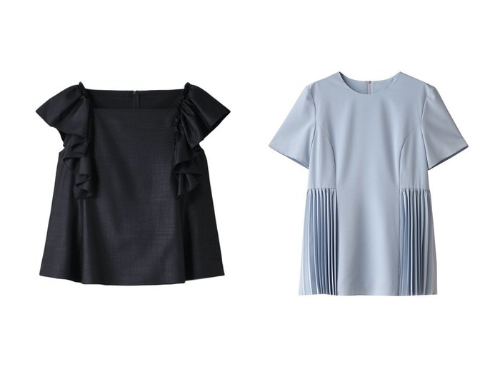 【FOXEY/フォクシー】のPAPILLON&PLEATED PEPLUM TOP 【トップス、カットソー      人気通販 コーディネート通販】おすすめ！人気、トレンド、レディースファッションの通販   おすすめ人気トレンドファッション通販アイテム 人気、トレンドファッション・服の通販 founy(ファニー) ファッション Fashion レディースファッション WOMEN トップス・カットソー Tops/Tshirt シャツ/ブラウス Shirts/Blouses なめらか Smooth ショート Short スラックス Slacks スリーブ Sleeve デニム Denim ワイド Wide NEW・新作・新着・新入荷 New Arrivals |ID:crp329100000190082