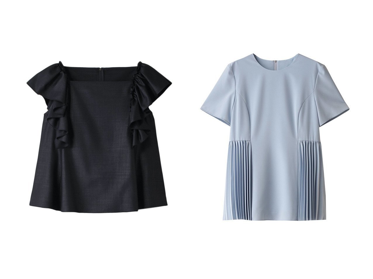 【FOXEY/フォクシー】のPAPILLON&PLEATED PEPLUM TOP 【トップス、カットソー      人気通販 コーディネート通販】おすすめ！人気、トレンド、レディースファッションの通販   おすすめ人気トレンドファッション通販アイテム インテリア・キッズ・メンズ・レディースファッション・服の通販 founy(ファニー) 　ファッション　Fashion　レディースファッション　WOMEN　トップス・カットソー　Tops/Tshirt　シャツ/ブラウス　Shirts/Blouses　なめらか　Smooth　ショート　Short　スラックス　Slacks　スリーブ　Sleeve　デニム　Denim　ワイド　Wide　NEW・新作・新着・新入荷　New Arrivals　ブルー系　Blue　|ID:crp329100000190082