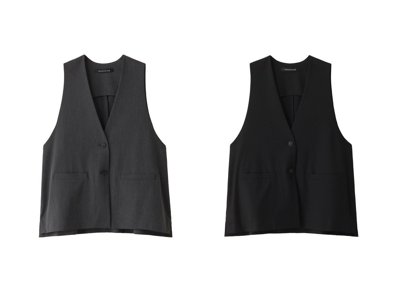 【mizuiro ind/ミズイロ インド】のdeep V neck wide vest ベスト 【トップス、カットソー      人気通販 コーディネート通販】おすすめ！人気、トレンド、レディースファッションの通販   おすすめ人気トレンドファッション通販アイテム インテリア・キッズ・メンズ・レディースファッション・服の通販 founy(ファニー) 　ファッション　Fashion　レディースファッション　WOMEN　アウター　Coat Outerwear　トップス・カットソー　Tops/Tshirt　キャミソール / ノースリーブ　No Sleeves　シャツ/ブラウス　Shirts/Blouses　ベスト/ジレ　Gilets/Vests　2024年　2024　2024-2025秋冬・A/W　Aw/Autumn/Winter/Fw/Fall/2024-2025　A/W・秋冬　Aw・Autumn/Winter・Fw・Fall-Winter　ノースリーブ　No Sleeve　ベスト　Vest　ロング　Long　ワイド　Wide　ブルー系　Blue　グレー系　Gray　ブラック系　Black　|ID:crp329100000190088