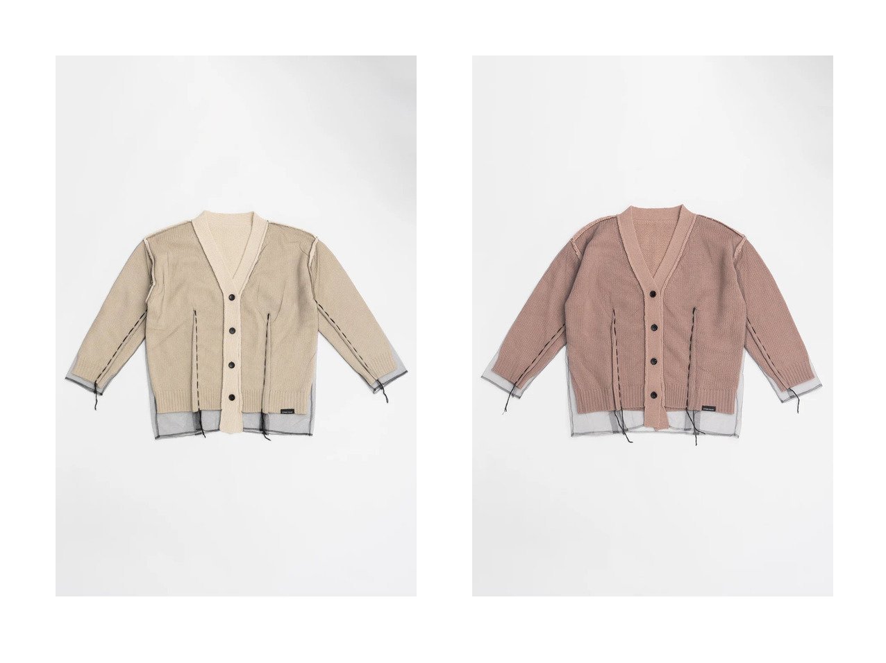 【PRANK PROJECT/プランク プロジェクト】のチュールレイヤードニットカーディガン/Tulle Layered Knit Cardigan 【トップス、カットソー 人気通販 コーディネート通販】おすすめ！人気、トレンド、レディースファッションの通販   おすすめ人気トレンドファッション通販アイテム インテリア・キッズ・メンズ・レディースファッション・服の通販 founy(ファニー) 　ファッション　Fashion　レディースファッション　WOMEN　トップス・カットソー　Tops/Tshirt　ニット　Knit Tops　カーディガン　Cardigans　おすすめ　Recommend　カーディガン　Cardigan　チュール　Tulle　ハンド　Hand　フレア　Flare　リバーシブル　Reversible　NEW・新作・新着・新入荷　New Arrivals　ホワイト系　White　グレー系　Gray　レッド系　Red　|ID:crp329100000190355