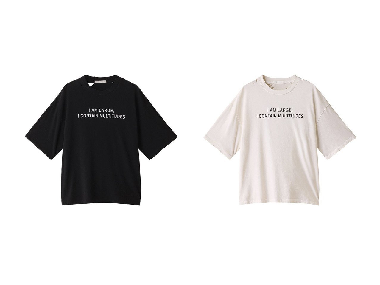 【KANAKO SAKAI/カナコ サカイ】のRIPPED Tシャツ 【トップス、カットソー 人気通販 コーディネート通販】おすすめ！人気、トレンド、レディースファッションの通販   おすすめ人気トレンドファッション通販アイテム インテリア・キッズ・メンズ・レディースファッション・服の通販 founy(ファニー) 　ファッション　Fashion　レディースファッション　WOMEN　トップス・カットソー　Tops/Tshirt　シャツ/ブラウス　Shirts/Blouses　ロング / Tシャツ　T-Shirts　カットソー　Cut and Sewn　2024年　2024　2024-2025秋冬・A/W　Aw/Autumn/Winter/Fw/Fall/2024-2025　A/W・秋冬　Aw・Autumn/Winter・Fw・Fall-Winter　ショート　Short　シンプル　Simple　スリーブ　Sleeve　ダメージ　Damage　ホワイト系　White　ブラック系　Black　|ID:crp329100000190500