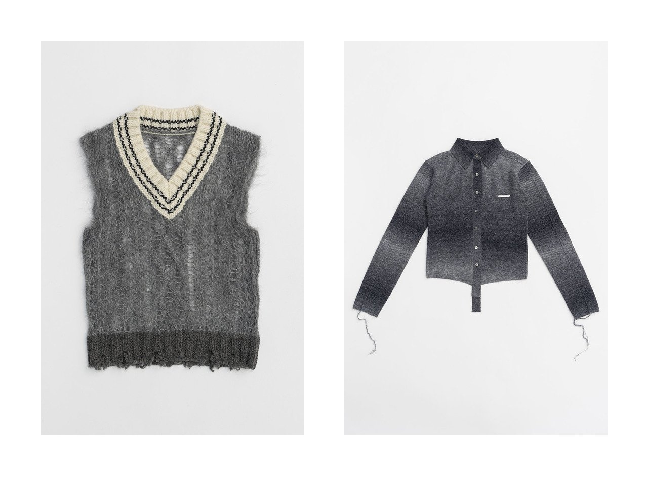 【PRANK PROJECT/プランク プロジェクト】のシアーチルデンニットベスト Sheer Tilden Knit Vest&カスリニットシャツ Blur Knit Shirt 【 人気通販 コーディネート通販】おすすめ！人気、トレンド、レディースファッションの通販   おすすめ人気トレンドファッション通販アイテム インテリア・キッズ・メンズ・レディースファッション・服の通販 founy(ファニー) 　ファッション　Fashion　レディースファッション　WOMEN　トップス・カットソー　Tops/Tshirt　ニット　Knit Tops　ベスト/ジレ　Gilets/Vests　プルオーバー　Pullover　シャツ/ブラウス　Shirts/Blouses　ロング / Tシャツ　T-Shirts　2024年　2024　2024-2025秋冬・A/W　Aw/Autumn/Winter/Fw/Fall/2024-2025　A/W・秋冬　Aw・Autumn/Winter・Fw・Fall-Winter　ダメージ　Damage　グラデーション　Gradation　コンパクト　Compact　ジャケット　Jacket　ストレッチ　Stretch　スリーブ　Sleeve　ロング　Long　グレー系　Gray　ブラック系　Black　オレンジ系　Orange　ブラウン系　Brown　|ID:crp329100000190525