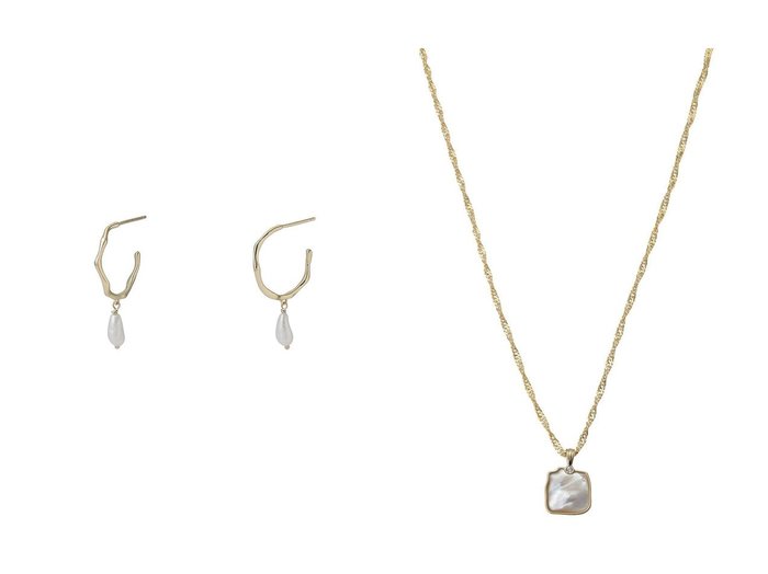 【DAISY LONDON/デイジー ロンドン】のORGANIC HOOP PEARL DROP ピアス&ORGANIC MOTHER OF PEARL ネックレス 【アクセサリー、ジュエリー 人気通販 コーディネート通販】おすすめ！人気、トレンド、レディースファッションの通販   おすすめ人気トレンドファッション通販アイテム 人気、トレンドファッション・服の通販 founy(ファニー) 　ファッション　Fashion　レディースファッション　WOMEN　ジュエリー　Jewelry　リング　Rings　イヤリング　Earrings　ネックレス　Necklaces　2024年　2024　2024-2025秋冬・A/W　Aw/Autumn/Winter/Fw/Fall/2024-2025　A/W・秋冬　Aw・Autumn/Winter・Fw・Fall-Winter　イヤリング　Earrings　コレクション　Collection　ショート　Short　スクエア　Square　ネックレス　Necklace　パール　Pearl　フェミニン　Feminine　プレート　Plate　エレガント 上品　Elegant　|ID:crp329100000190685