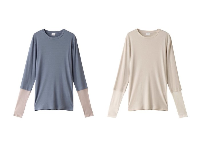 【MANOF/マノフ】のLAYERED SLEEVE CUT TOPS Tシャツ/カットソー 【トップス、カットソー 人気通販 コーディネート通販】おすすめ！人気、トレンド、レディースファッションの通販   おすすめ人気トレンドファッション通販アイテム 人気、トレンドファッション・服の通販 founy(ファニー) ファッション Fashion レディースファッション WOMEN トップス・カットソー Tops/Tshirt シャツ/ブラウス Shirts/Blouses ロング / Tシャツ T-Shirts カットソー Cut and Sewn 2024年 2024 2024-2025秋冬・A/W Aw/Autumn/Winter/Fw/Fall/2024-2025 A/W・秋冬 Aw・Autumn/Winter・Fw・Fall-Winter おすすめ Recommend インナー Inner カットソー Cut And Sew シンプル Simple スリーブ Sleeve ロング Long |ID:crp329100000190744