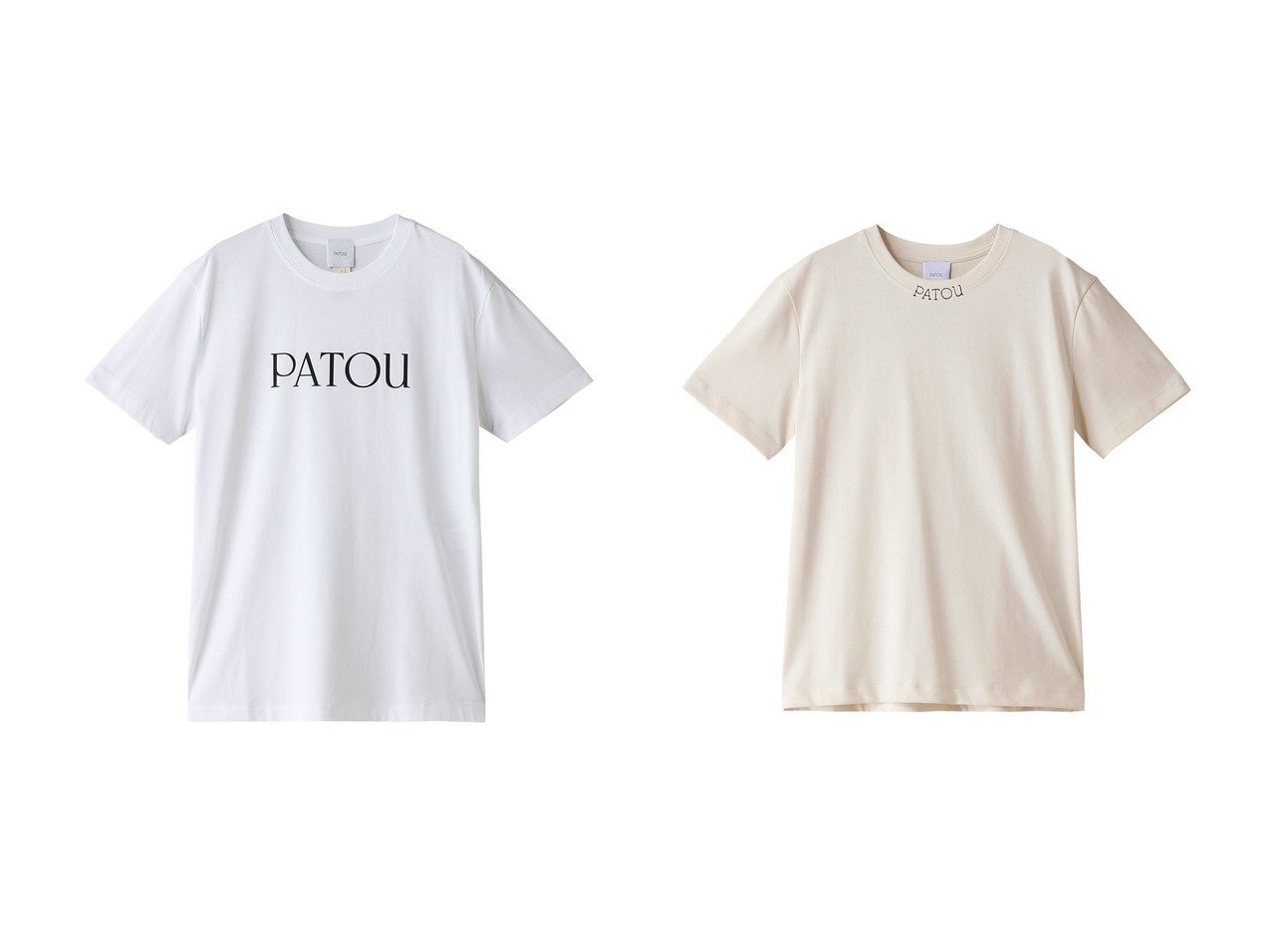 【PATOU/パトゥ】のエッセンシャルPATOUロゴTシャツ&エンブロイダリーカラーTシャツ 【トップス、カットソー 人気通販 コーディネート通販】おすすめ！人気、トレンド、レディースファッションの通販   おすすめ人気トレンドファッション通販アイテム インテリア・キッズ・メンズ・レディースファッション・服の通販 founy(ファニー) 　ファッション　Fashion　レディースファッション　WOMEN　トップス・カットソー　Tops/Tshirt　シャツ/ブラウス　Shirts/Blouses　ロング / Tシャツ　T-Shirts　カットソー　Cut and Sewn　2024年　2024　2024-2025秋冬・A/W　Aw/Autumn/Winter/Fw/Fall/2024-2025　A/W・秋冬　Aw・Autumn/Winter・Fw・Fall-Winter　ショート　Short　シンプル　Simple　スリーブ　Sleeve　センター　Center　デニム　Denim　フロント　Front　エレガント 上品　Elegant　おすすめ　Recommend　エンブロイダリー　Embroidery　トレンド　Trend　フレア　Flare　ボトム　Bottom　ホワイト系　White　ブラック系　Black　|ID:crp329100000190771