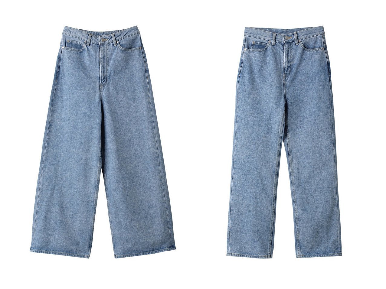 【MIDIUMISOLID/ミディウミソリッド】のhi-waist wide denim デニム&hi-waist straight denim デニム 【パンツ  人気通販 コーディネート通販】おすすめ！人気、トレンド、レディースファッションの通販   おすすめ人気トレンドファッション通販アイテム インテリア・キッズ・メンズ・レディースファッション・服の通販 founy(ファニー) 　ファッション　Fashion　レディースファッション　WOMEN　パンツ　Pants　デニムパンツ　Denim Pants　おすすめ　Recommend　ストレッチ　Stretch　ダメージ　Damage　デニム　Denim　トレンド　Trend　ワイド　Wide　エレガント 上品　Elegant　定番　Standard　NEW・新作・新着・新入荷　New Arrivals　ブルー系　Blue　|ID:crp329100000190860