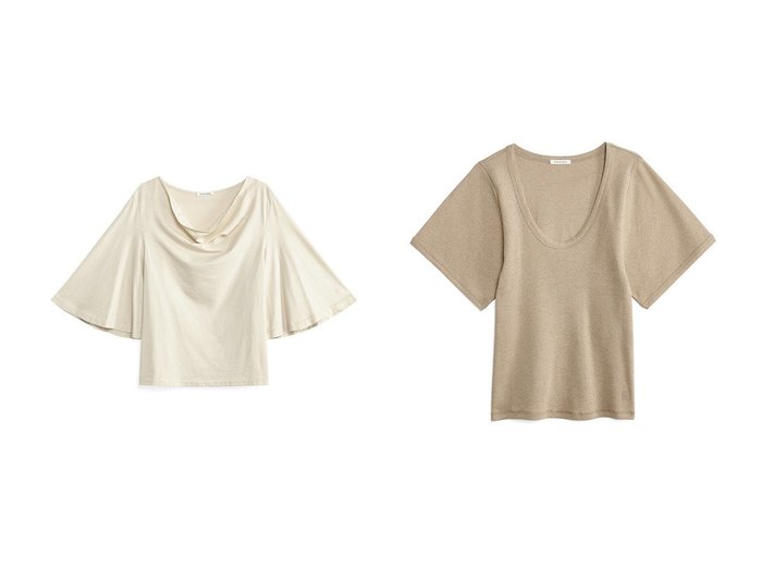 【BY MALENE BIRGER/バイ マレーネ ビルガー】のBRYAR オーガニックコットンドレープTシャツ&LUNAI 深UネックTシャツ 【トップス、カットソー  人気通販 コーディネート通販】おすすめ！人気、トレンド、レディースファッションの通販   おすすめ人気トレンドファッション通販アイテム 人気、トレンドファッション・服の通販 founy(ファニー) ファッション Fashion レディースファッション WOMEN トップス・カットソー Tops/Tshirt シャツ/ブラウス Shirts/Blouses ロング / Tシャツ T-Shirts カットソー Cut and Sewn 2024年 2024 2024-2025秋冬・A/W Aw/Autumn/Winter/Fw/Fall/2024-2025 A/W・秋冬 Aw・Autumn/Winter・Fw・Fall-Winter なめらか Smooth ショート Short スリーブ Sleeve ドレープ Drape エレガント 上品 Elegant クラシック Classic スリム Slim デコルテ Decolletage フィット Fit フェミニン Feminine |ID:crp329100000190951