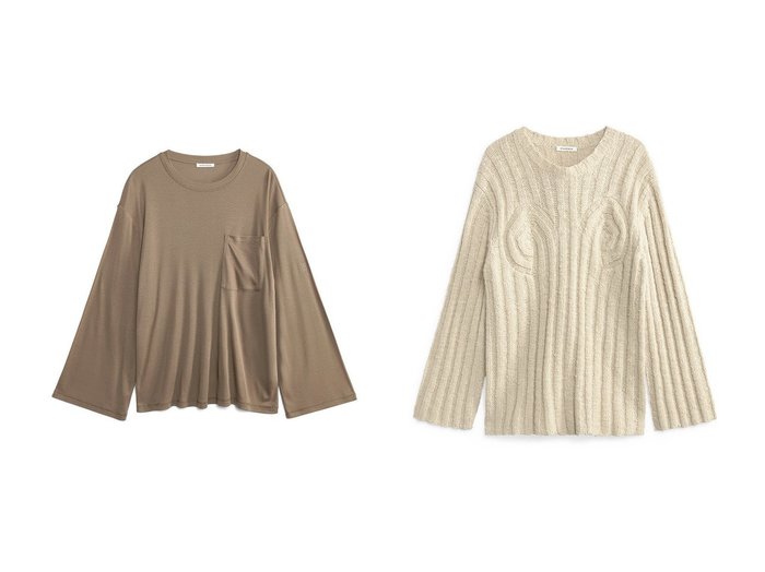 【BY MALENE BIRGER/バイ マレーネ ビルガー】のCIRRA スラブウールニットトップス&FAYEH LS ラウンドネックTシャツ 【トップス、カットソー  人気通販 コーディネート通販】おすすめ！人気、トレンド、レディースファッションの通販   おすすめ人気トレンドファッション通販アイテム 人気、トレンドファッション・服の通販 founy(ファニー) 　ファッション　Fashion　レディースファッション　WOMEN　トップス・カットソー　Tops/Tshirt　シャツ/ブラウス　Shirts/Blouses　ロング / Tシャツ　T-Shirts　カットソー　Cut and Sewn　ニット　Knit Tops　プルオーバー　Pullover　2024年　2024　2024-2025秋冬・A/W　Aw/Autumn/Winter/Fw/Fall/2024-2025　A/W・秋冬　Aw・Autumn/Winter・Fw・Fall-Winter　スリーブ　Sleeve　デニム　Denim　ラウンド　Round　ロング　Long　ワイド　Wide　クール　Cool　ドレス　Dress　フェイス　Face　フェミニン　Feminine　|ID:crp329100000190952