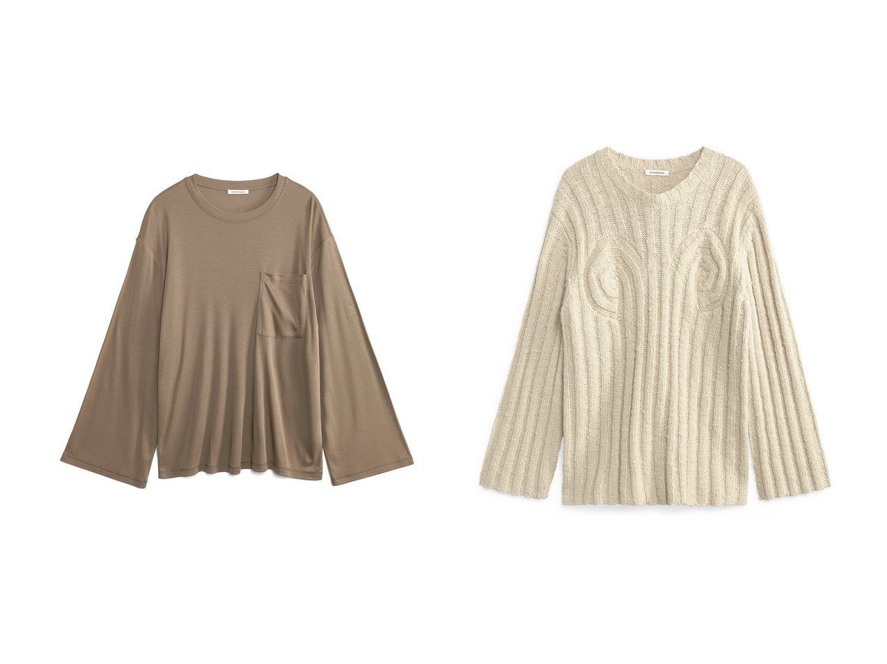 【BY MALENE BIRGER/バイ マレーネ ビルガー】のCIRRA スラブウールニットトップス&FAYEH LS ラウンドネックTシャツ 【トップス、カットソー  人気通販 コーディネート通販】おすすめ！人気、トレンド、レディースファッションの通販   おすすめ人気トレンドファッション通販アイテム インテリア・キッズ・メンズ・レディースファッション・服の通販 founy(ファニー) 　ファッション　Fashion　レディースファッション　WOMEN　トップス・カットソー　Tops/Tshirt　シャツ/ブラウス　Shirts/Blouses　ロング / Tシャツ　T-Shirts　カットソー　Cut and Sewn　ニット　Knit Tops　プルオーバー　Pullover　2024年　2024　2024-2025秋冬・A/W　Aw/Autumn/Winter/Fw/Fall/2024-2025　A/W・秋冬　Aw・Autumn/Winter・Fw・Fall-Winter　スリーブ　Sleeve　デニム　Denim　ラウンド　Round　ロング　Long　ワイド　Wide　クール　Cool　ドレス　Dress　フェイス　Face　フェミニン　Feminine　グレー系　Gray　|ID:crp329100000190952