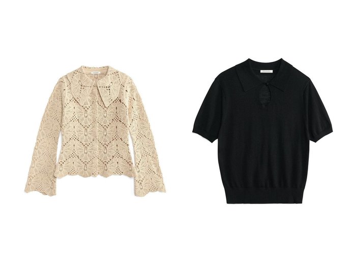 【BY MALENE BIRGER/バイ マレーネ ビルガー】のTALALLIA ウールブレンドポロプルオーバー&GWENEVERE. クラフトクロシェ ブラウス 【トップス、カットソー  人気通販 コーディネート通販】おすすめ！人気、トレンド、レディースファッションの通販   おすすめ人気トレンドファッション通販アイテム 人気、トレンドファッション・服の通販 founy(ファニー) ファッション Fashion レディースファッション WOMEN トップス・カットソー Tops/Tshirt シャツ/ブラウス Shirts/Blouses ニット Knit Tops プルオーバー Pullover 2024年 2024 2024-2025秋冬・A/W Aw/Autumn/Winter/Fw/Fall/2024-2025 A/W・秋冬 Aw・Autumn/Winter・Fw・Fall-Winter スリーブ Sleeve ドレス Dress フェミニン Feminine モチーフ Motif ロング Long スタイリッシュ Stylish ストレッチ Stretch スマート Smart セーター Sweater ポロシャツ Polo Shirt 軽量 Lightweight |ID:crp329100000190955