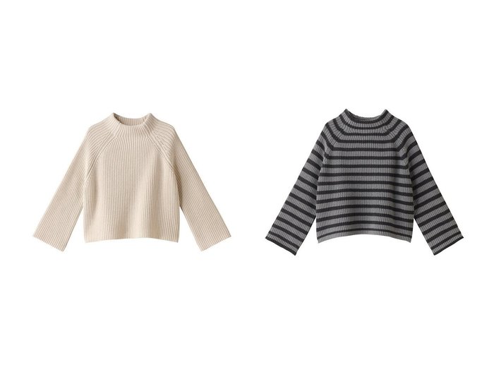 【DEMYLEE/デミーリー】のFENNA STRIPE オーガニックコットン モックネック クロップドニットプルオーバー&FENNA オーガニックコットン モックネック クロップドニットプルオーバー 【トップス、カットソー  人気通販 コーディネート通販】おすすめ！人気、トレンド、レディースファッションの通販   おすすめ人気トレンドファッション通販アイテム 人気、トレンドファッション・服の通販 founy(ファニー) 　ファッション　Fashion　レディースファッション　WOMEN　トップス・カットソー　Tops/Tshirt　ニット　Knit Tops　プルオーバー　Pullover　2024年　2024　2024-2025秋冬・A/W　Aw/Autumn/Winter/Fw/Fall/2024-2025　A/W・秋冬　Aw・Autumn/Winter・Fw・Fall-Winter　クロップド　Cropped　トレンド　Trend　ボトム　Bottom　モックネック　Mock Neck　ワイド　Wide　エレガント 上品　Elegant　ストライプ　Stripe　人気　Popularity　|ID:crp329100000190981