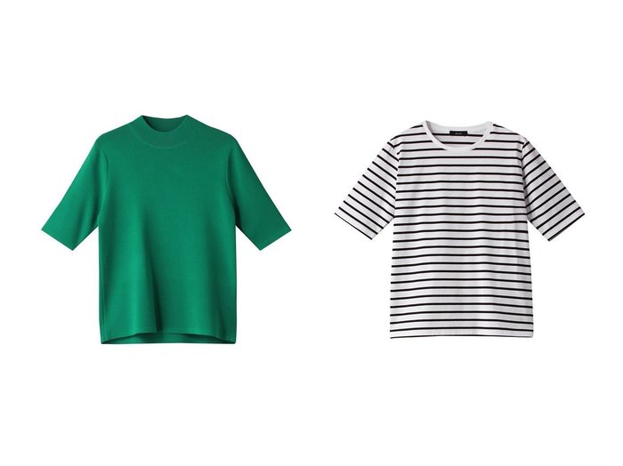 【allureville/アルアバイル】の総針モックNC5分袖PO A&BASIC T A 【トップス、カットソー  人気通販 コーディネート通販】おすすめ！人気、トレンド、レディースファッションの通販   おすすめ人気トレンドファッション通販アイテム 人気、トレンドファッション・服の通販 founy(ファニー) 　ファッション　Fashion　レディースファッション　WOMEN　トップス・カットソー　Tops/Tshirt　シャツ/ブラウス　Shirts/Blouses　ロング / Tシャツ　T-Shirts　カットソー　Cut and Sewn　ニット　Knit Tops　プルオーバー　Pullover　2024年　2024　2024-2025秋冬・A/W　Aw/Autumn/Winter/Fw/Fall/2024-2025　A/W・秋冬　Aw・Autumn/Winter・Fw・Fall-Winter　カリフォルニア　California　コンパクト　Compact　ショート　Short　スリーブ　Sleeve　ダメージ　Damage　ベーシック　Basic　おすすめ　Recommend　インナー　Inner　シンプル　Simple　エレガント 上品　Elegant　半袖　Short Sleeve　|ID:crp329100000190992