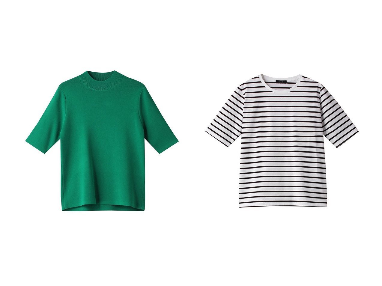 【allureville/アルアバイル】の総針モックNC5分袖PO A&BASIC T A 【トップス、カットソー  人気通販 コーディネート通販】おすすめ！人気、トレンド、レディースファッションの通販   おすすめ人気トレンドファッション通販アイテム インテリア・キッズ・メンズ・レディースファッション・服の通販 founy(ファニー) 　ファッション　Fashion　レディースファッション　WOMEN　トップス・カットソー　Tops/Tshirt　シャツ/ブラウス　Shirts/Blouses　ロング / Tシャツ　T-Shirts　カットソー　Cut and Sewn　ニット　Knit Tops　プルオーバー　Pullover　2024年　2024　2024-2025秋冬・A/W　Aw/Autumn/Winter/Fw/Fall/2024-2025　A/W・秋冬　Aw・Autumn/Winter・Fw・Fall-Winter　カリフォルニア　California　コンパクト　Compact　ショート　Short　スリーブ　Sleeve　ダメージ　Damage　ベーシック　Basic　おすすめ　Recommend　インナー　Inner　シンプル　Simple　エレガント 上品　Elegant　半袖　Short Sleeve　ホワイト系　White　ブラック系　Black　グリーン系　Green　|ID:crp329100000190992