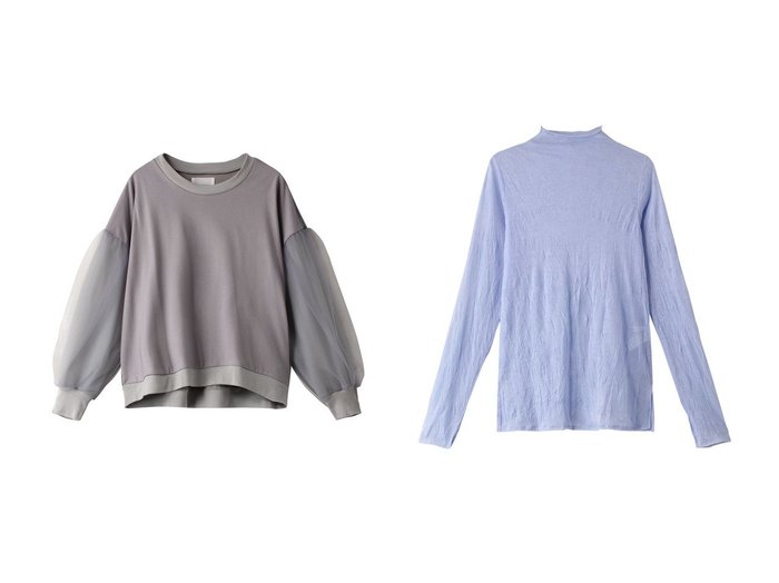 【MIDIUMISOLID/ミディウミソリッド】のtulle layered PO プルオーバー&sheer high neck innner インナー 【トップス、カットソー  人気通販 コーディネート通販】おすすめ！人気、トレンド、レディースファッションの通販   おすすめ人気トレンドファッション通販アイテム 人気、トレンドファッション・服の通販 founy(ファニー) 　ファッション　Fashion　レディースファッション　WOMEN　トップス・カットソー　Tops/Tshirt　シャツ/ブラウス　Shirts/Blouses　プルオーバー　Pullover　ロング / Tシャツ　T-Shirts　カットソー　Cut and Sewn　2024年　2024　2024-2025秋冬・A/W　Aw/Autumn/Winter/Fw/Fall/2024-2025　A/W・秋冬　Aw・Autumn/Winter・Fw・Fall-Winter　スリーブ　Sleeve　チュール　Tulle　ロング　Long　インナー　Inner　シンプル　Simple　ワッシャー　Washer　|ID:crp329100000190994