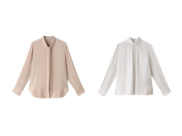 【BEIGE,/ベイジ,】のEVA(エバ)/ボウタイロングスリーブブラウス&EVA(エバ)/ハイネックロングスリーブブラウス 【トップス、カットソー  人気通販 コーディネート通販】おすすめ！人気、トレンド、レディースファッションの通販   おすすめ人気トレンドファッション通販アイテム 人気、トレンドファッション・服の通販 founy(ファニー) 　ファッション　Fashion　レディースファッション　WOMEN　トップス・カットソー　Tops/Tshirt　シャツ/ブラウス　Shirts/Blouses　2024年　2024　2024-2025秋冬・A/W　Aw/Autumn/Winter/Fw/Fall/2024-2025　A/W・秋冬　Aw・Autumn/Winter・Fw・Fall-Winter　とろみ　Thickness　シンプル　Simple　ジョーゼット　Georgette　ストレッチ　Stretch　スリーブ　Sleeve　フリル　Frills　ロング　Long　エレガント 上品　Elegant　|ID:crp329100000190995