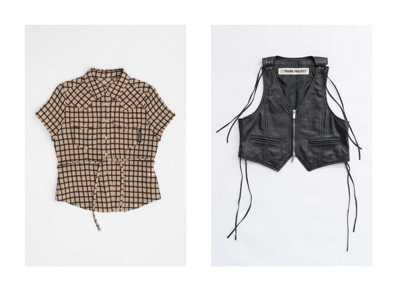 【PRANK PROJECT/プランク プロジェクト】のウーリーチェックウエスタンシャツ Wooly Check Western Shirt&レザーバイカーベスト Leather Biker Vest 【  人気通販 コーディネート通販】おすすめ！人気、トレンド、レディースファッションの通販   おすすめ人気トレンドファッション通販アイテム インテリア・キッズ・メンズ・レディースファッション・服の通販 founy(ファニー) 　ファッション　Fashion　レディースファッション　WOMEN　アウター　Coat Outerwear　ジャケット　Jackets　トップス・カットソー　Tops/Tshirt　シャツ/ブラウス　Shirts/Blouses　2024年　2024　2024-2025秋冬・A/W　Aw/Autumn/Winter/Fw/Fall/2024-2025　A/W・秋冬　Aw・Autumn/Winter・Fw・Fall-Winter　コンパクト　Compact　ジャケット　Jacket　スウェット　Sweat　ベスト　Vest　ポケット　Pocket　おすすめ　Recommend　インナー　Inner　ウエスタン　Western　スリーブ　Sleeve　チェック　Check　トレンド　Trend　フィット　Fit　ロング　Long　今季　This Season　長袖　Long Sleeve　ブラック系　Black　ベージュ系　Beige　グレー系　Gray　|ID:crp329100000191030