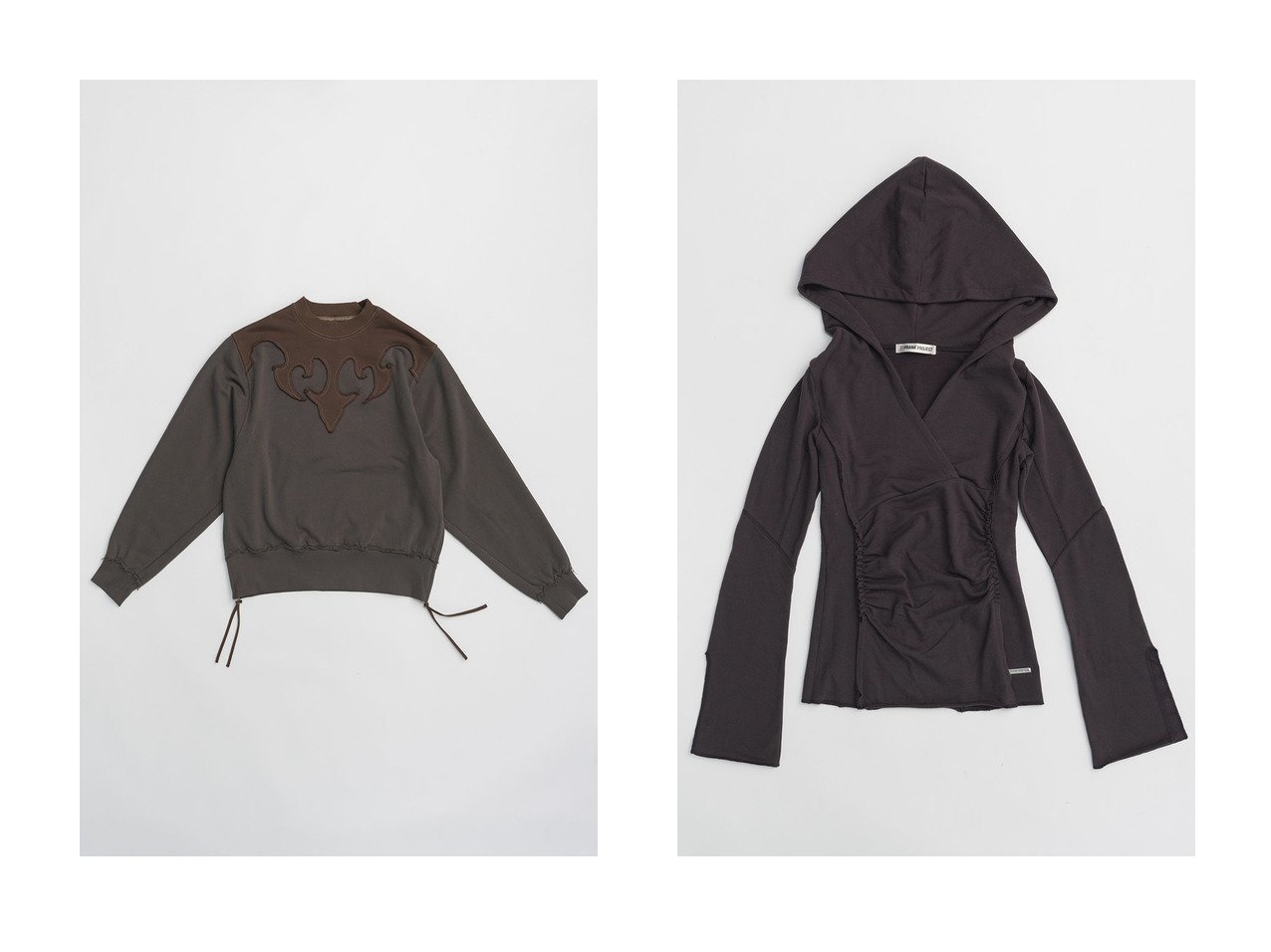 【PRANK PROJECT/プランク プロジェクト】のウエスタンモチーフスウェット Western Motif Sweat&ドレープフーディトップス Drape Hoodie Top 【  人気通販 コーディネート通販】おすすめ！人気、トレンド、レディースファッションの通販   おすすめ人気トレンドファッション通販アイテム インテリア・キッズ・メンズ・レディースファッション・服の通販 founy(ファニー) 　ファッション　Fashion　レディースファッション　WOMEN　トップス・カットソー　Tops/Tshirt　シャツ/ブラウス　Shirts/Blouses　パーカ　Sweats　ロング / Tシャツ　T-Shirts　スウェット　Sweat　カットソー　Cut and Sewn　2024年　2024　2024-2025秋冬・A/W　Aw/Autumn/Winter/Fw/Fall/2024-2025　A/W・秋冬　Aw・Autumn/Winter・Fw・Fall-Winter　ドレープ　Drape　ビッグ　Big　ウエスタン　Western　スウェット　Sweat　モチーフ　Motif　ブラック系　Black　グレー系　Gray　|ID:crp329100000191042