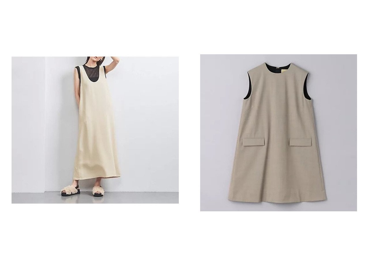 【UNITED ARROWS/ユナイテッドアローズ】のBONOTTO ミニワンピース&Uネック ノースリーブ ワンピース 【ワンピース、ドレス  人気通販 コーディネート通販】おすすめ！人気、トレンド、レディースファッションの通販   おすすめ人気トレンドファッション通販アイテム インテリア・キッズ・メンズ・レディースファッション・服の通販 founy(ファニー) 　ファッション　Fashion　レディースファッション　WOMEN　ワンピース　Dress　インナー　Inner　エレガント 上品　Elegant　シルク　Silk　シンプル　Simple　スリーブ　Sleeve　ドレープ　Drape　ノースリーブ　No Sleeve　フレンチ　French　ポケット　Pocket　半袖　Short Sleeve　レギュラー　Regular　ロング　Long　A/W・秋冬　Aw・Autumn/Winter・Fw・Fall-Winter　おすすめ　Recommend　夏　Summer　イタリア　Italy　カットソー　Cut And Sew　今季　This Season　タイツ　Tights　タートルネック　Turtleneck　ハーフ　Half　フィット　Fit　フラップ　Flap　ベスト　Vest　ブラック系　Black　ベージュ系　Beige　|ID:crp329100000191375