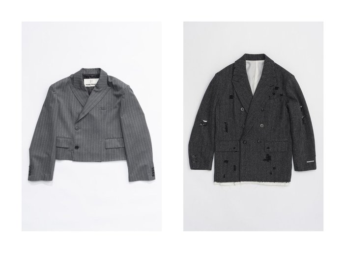 【PRANK PROJECT/プランク プロジェクト】のフォールドヘムジャケット Fold Hem Jacket&クラシックツイードジャケット Classic Tweed Jacket 【人気通販 コーディネート通販】おすすめ！人気、トレンド、レディースファッションの通販   おすすめ人気トレンドファッション通販アイテム 人気、トレンドファッション・服の通販 founy(ファニー) ファッション Fashion レディースファッション WOMEN アウター Coat Outerwear ジャケット Jackets クロップド Cropped ジャケット Jacket ストライプ Stripe セットアップ Set Up ツイル Twill バランス Balance フロント Front ワイド Wide NEW・新作・新着・新入荷 New Arrivals |ID:crp329100000191444