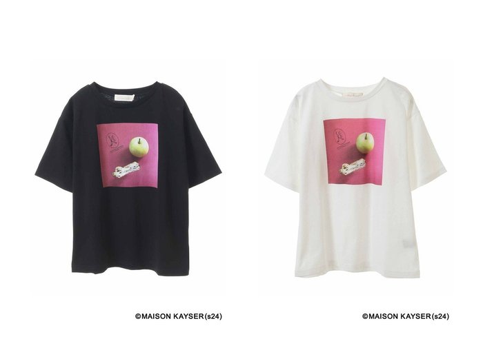 【31 Sons de mode/トランテアン ソン ドゥ モード】の【31 SONS DE MODE×MAISON KAYSER】フォトTシャツ 【トップス、カットソー 人気通販 コーディネート通販】おすすめ！人気、トレンド、レディースファッションの通販   おすすめ人気トレンドファッション通販アイテム 人気、トレンドファッション・服の通販 founy(ファニー) 　ファッション　Fashion　レディースファッション　WOMEN　トップス・カットソー　Tops/Tshirt　シャツ/ブラウス　Shirts/Blouses　ロング / Tシャツ　T-Shirts　カットソー　Cut and Sewn　2024年　2024　2024-2025秋冬・A/W　Aw/Autumn/Winter/Fw/Fall/2024-2025　A/W・秋冬　Aw・Autumn/Winter・Fw・Fall-Winter　ショート　Short　スリーブ　Sleeve　|ID:crp329100000191546