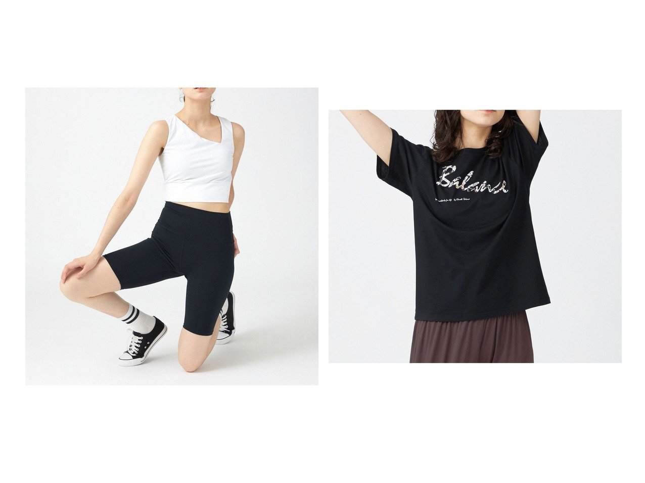 【Chacott/チャコット】のChacott BALANCE スムースバイカーレギンス&Chacott BALANCE BALANCE ロゴTシャツ 【スポーツ、ヨガ、ダイエット 人気通販 コーディネート通販】おすすめ！人気、トレンド、レディースファッションの通販   おすすめ人気トレンドファッション通販アイテム インテリア・キッズ・メンズ・レディースファッション・服の通販 founy(ファニー) 　ファッション　Fashion　レディースファッション　WOMEN　パンツ　Pants　レギンス　Leggings　トップス・カットソー　Tops/Tshirt　シャツ/ブラウス　Shirts/Blouses　ロング / Tシャツ　T-Shirts　インナー　Inner　吸水　Water Absorption　抗菌　Antibacterial　ストレッチ　Stretch　スポーティ　Sporty　パウダー　Powder　フィット　Fit　ペチコート　Petticoat　メッシュ　Mesh　NEW・新作・新着・新入荷　New Arrivals　おすすめ　Recommend　カットソー　Cut And Sew　シンプル　Simple　デニム　Denim　プリント　Print　ボトム　Bottom　ブラック系　Black　ホワイト系　White　|ID:crp329100000191799