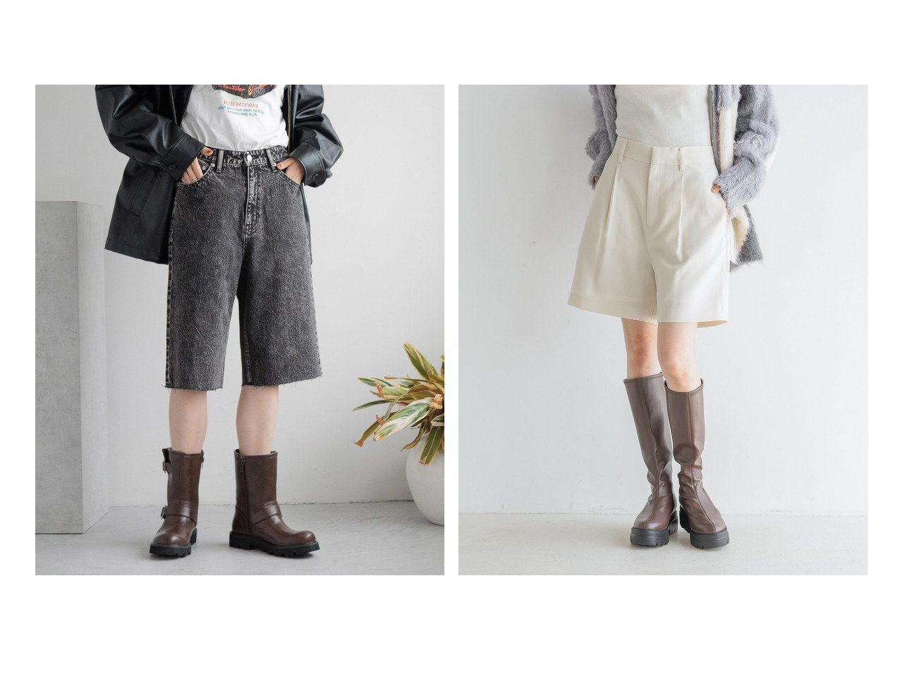 【LOWRYS FARM/ローリーズファーム】のハーフデニムパンツ&ウールライクショートパンツ 【プチプライス、格安、低価格 人気通販 コーディネート通販】おすすめ！人気、トレンド、レディースファッションの通販   おすすめ人気トレンドファッション通販アイテム インテリア・キッズ・メンズ・レディースファッション・服の通販 founy(ファニー) 　ファッション　Fashion　レディースファッション　WOMEN　パンツ　Pants　デニムパンツ　Denim Pants　ハーフ / ショートパンツ　Short Pants　おすすめ　Recommend　コンパクト　Compact　シアー　Sheer　シンプル　Simple　ストレート　Straight　チュニック　Tunic　デニム　Denim　トレンド　Trend　ハーフ　Half　ショート　Short　フロント　Front　ベーシック　Basic　定番　Standard　ホワイト系　White　ブラック系　Black　イエロー系　Yellow　グレー系　Gray　|ID:crp329100000191870