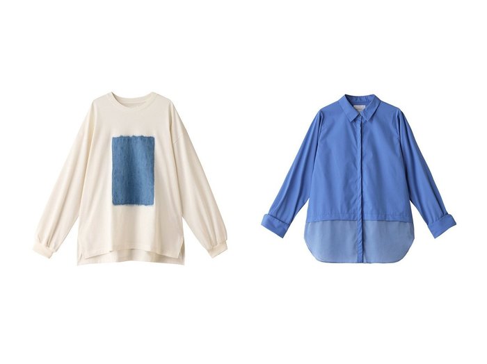 【MIDIUMISOLID/ミディウミソリッド】のhand print long T Tシャツ&sheer switching w cuffs shirt シャツ 【トップス、カットソー 人気通販 コーディネート通販】おすすめ！人気、トレンド、レディースファッションの通販    おすすめ人気トレンドファッション通販アイテム 人気、トレンドファッション・服の通販 founy(ファニー) 　ファッション　Fashion　レディースファッション　WOMEN　トップス・カットソー　Tops/Tshirt　シャツ/ブラウス　Shirts/Blouses　ロング / Tシャツ　T-Shirts　カットソー　Cut and Sewn　2024年　2024　2024-2025秋冬・A/W　Aw/Autumn/Winter/Fw/Fall/2024-2025　A/W・秋冬　Aw・Autumn/Winter・Fw・Fall-Winter　ショート　Short　スリーブ　Sleeve　プリント　Print　長袖　Long Sleeve　|ID:crp329100000192126