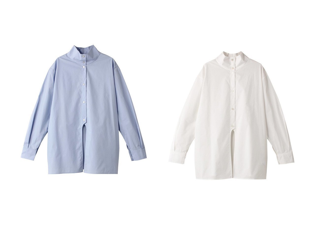 【MANOF/マノフ】のHIGH NECK 2WAY SHIRTS シャツ/ブラウス 【トップス、カットソー 人気通販 コーディネート通販】おすすめ！人気、トレンド、レディースファッションの通販    おすすめ人気トレンドファッション通販アイテム インテリア・キッズ・メンズ・レディースファッション・服の通販 founy(ファニー) 　ファッション　Fashion　レディースファッション　WOMEN　トップス・カットソー　Tops/Tshirt　シャツ/ブラウス　Shirts/Blouses　2024年　2024　2024-2025秋冬・A/W　Aw/Autumn/Winter/Fw/Fall/2024-2025　A/W・秋冬　Aw・Autumn/Winter・Fw・Fall-Winter　シンプル　Simple　スリーブ　Sleeve　パターン　Pattern　ロング　Long　ホワイト系　White　ブルー系　Blue　|ID:crp329100000192160