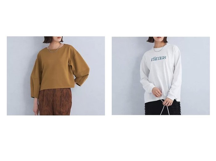 【green label relaxing / UNITED ARROWS/グリーンレーベル リラクシング / ユナイテッドアローズ】のロゴ ロングスリーブ Tシャツ&リップル フォルムスリーブ プルオーバー カットソー 【トップス、カットソー 人気通販 コーディネート通販】おすすめ！人気、トレンド、レディースファッションの通販    おすすめ人気トレンドファッション通販アイテム インテリア・キッズ・メンズ・レディースファッション・服の通販 founy(ファニー) https://founy.com/ ファッション Fashion レディースファッション WOMEN トップス・カットソー Tops/Tshirt プルオーバー Pullover カットソー Cut and Sewn シャツ/ブラウス Shirts/Blouses ロング / Tシャツ T-Shirts 秋 Autumn/Fall カットソー Cut And Sew 切替 Switching スリーブ Sleeve バランス Balance フォルム Form フレア Flare ボーダー Border おすすめ Recommend 夏 Summer インナー Inner カーディガン Cardigan ジャケット Jacket プリント Print ロング Long 冬 Winter |ID:crp329100000192196