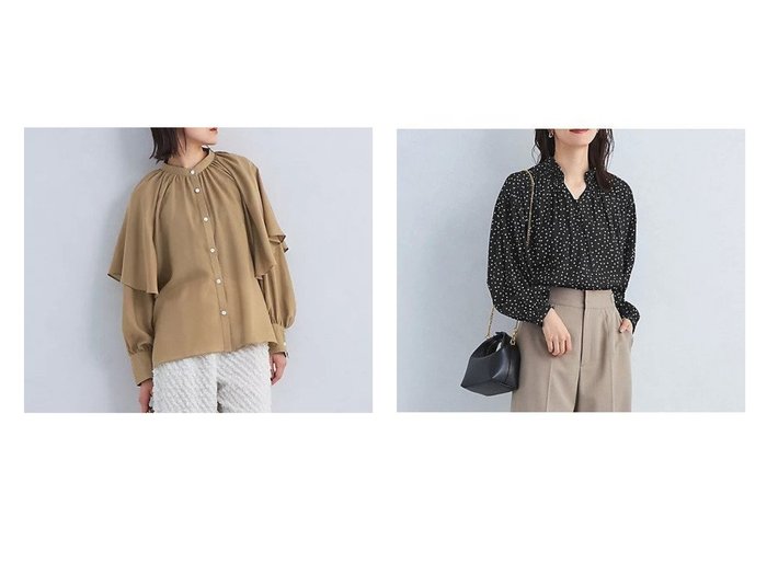 【green label relaxing / UNITED ARROWS/グリーンレーベル リラクシング / ユナイテッドアローズ】のツイル ケープ ブラウス&ネック フリル スキッパー ギャザーブラウス 【トップス、カットソー 人気通販 コーディネート通販】おすすめ！人気、トレンド、レディースファッションの通販    おすすめ人気トレンドファッション通販アイテム 人気、トレンドファッション・服の通販 founy(ファニー) 　ファッション　Fashion　レディースファッション　WOMEN　トップス・カットソー　Tops/Tshirt　シャツ/ブラウス　Shirts/Blouses　ギャザー　Gather　シンプル　Simple　スリーブ　Sleeve　ツイル　Twill　デニム　Denim　トレンド　Trend　ボトム　Bottom　冬　Winter　秋　Autumn/Fall　|ID:crp329100000192211