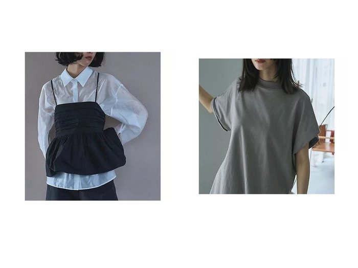 【marjour/マージュール】のASYMMETRY SLEEVE TEE&SHEER SHIRTS 【トップス、カットソー 人気通販 コーディネート通販】おすすめ！人気、トレンド、レディースファッションの通販    おすすめ人気トレンドファッション通販アイテム 人気、トレンドファッション・服の通販 founy(ファニー) 　ファッション　Fashion　レディースファッション　WOMEN　トップス・カットソー　Tops/Tshirt　シャツ/ブラウス　Shirts/Blouses　インナー　Inner　秋　Autumn/Fall　シアー　Sheer　ストレッチ　Stretch　タートル　Turtle　なめらか　Smooth　ビスチェ　Bustier　ベスト　Vest　冬　Winter　送料無料　Free Shipping　夏　Summer　とろみ　Thickness　アシンメトリー　Asymmetry　シンプル　Simple　スリット　Slit　ボトム　Bottom　|ID:crp329100000192228