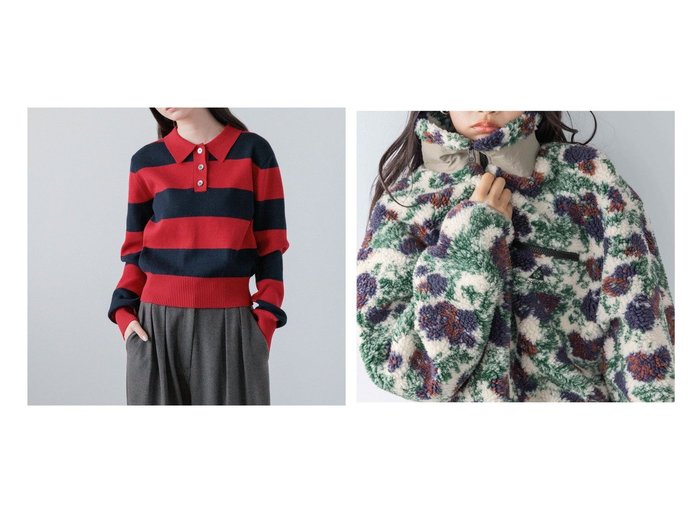 【LOWRYS FARM/ローリーズファーム】の【UNISEX】GERRYガラボアZIPブルゾン&ボーダーポロニットプルオーバー 【プチプライス、格安、低価格 人気通販 コーディネート通販】おすすめ！人気、トレンド、レディースファッションの通販    おすすめ人気トレンドファッション通販アイテム インテリア・キッズ・メンズ・レディースファッション・服の通販 founy(ファニー) https://founy.com/ ファッション Fashion レディースファッション WOMEN トップス・カットソー Tops/Tshirt ニット Knit Tops プルオーバー Pullover アウター Coat Outerwear ブルゾン Blouson/Jackets おすすめ Recommend コンパクト Compact バランス Balance フォルム Form ボーダー Border ワイド Wide 再入荷 Restock/Back In Stock/Re Arrival ユニセックス Unisex アウトドア Outdoor シンプル Simple ドローコード Draw Cord フラワー Flower ブルゾン Blouson 人気 Popularity 冬 Winter |ID:crp329100000192271