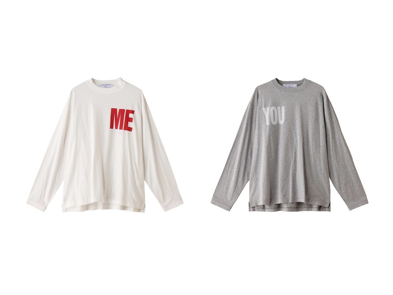 【Ron Herman/ロンハーマン】の【KATHARINE HAMNETT】【Ron Herman別注】ロゴプリントTシャツ ME&【KATHARINE HAMNETT】【Ron Herman別注】ロゴプリントTシャツ YOU 【 人気通販 コーディネート通販】おすすめ！人気、トレンド、レディースファッションの通販    おすすめ人気トレンドファッション通販アイテム インテリア・キッズ・メンズ・レディースファッション・服の通販 founy(ファニー) 　ファッション　Fashion　レディースファッション　WOMEN　トップス・カットソー　Tops/Tshirt　シャツ/ブラウス　Shirts/Blouses　ロング / Tシャツ　T-Shirts　カットソー　Cut and Sewn　2024年　2024　2024-2025秋冬・A/W　Aw/Autumn/Winter/Fw/Fall/2024-2025　A/W・秋冬　Aw・Autumn/Winter・Fw・Fall-Winter　スリーブ　Sleeve　プリント　Print　ロング　Long　別注　Special Order　ホワイト系　White　グレー系　Gray　|ID:crp329100000192311