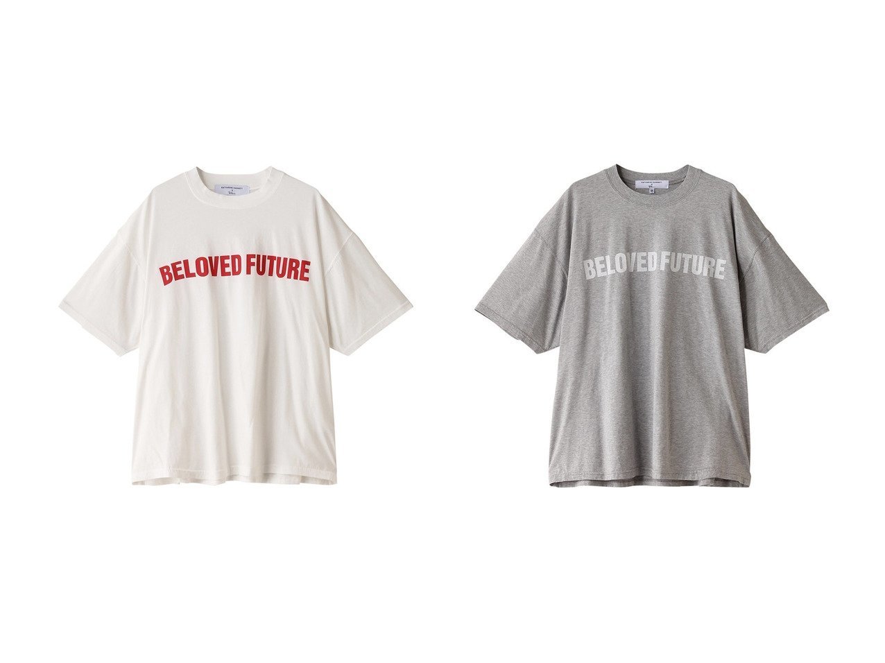 【Ron Herman/ロンハーマン】の【KATHARINE HAMNETT】【Ron Herman別注】ロゴプリントTシャツ 【 人気通販 コーディネート通販】おすすめ！人気、トレンド、レディースファッションの通販    おすすめ人気トレンドファッション通販アイテム インテリア・キッズ・メンズ・レディースファッション・服の通販 founy(ファニー) 　ファッション　Fashion　レディースファッション　WOMEN　トップス・カットソー　Tops/Tshirt　シャツ/ブラウス　Shirts/Blouses　ロング / Tシャツ　T-Shirts　カットソー　Cut and Sewn　2024年　2024　2024-2025秋冬・A/W　Aw/Autumn/Winter/Fw/Fall/2024-2025　A/W・秋冬　Aw・Autumn/Winter・Fw・Fall-Winter　ショート　Short　シンプル　Simple　スリーブ　Sleeve　フォルム　Form　プリント　Print　ボトム　Bottom　別注　Special Order　ホワイト系　White　グレー系　Gray　|ID:crp329100000192313