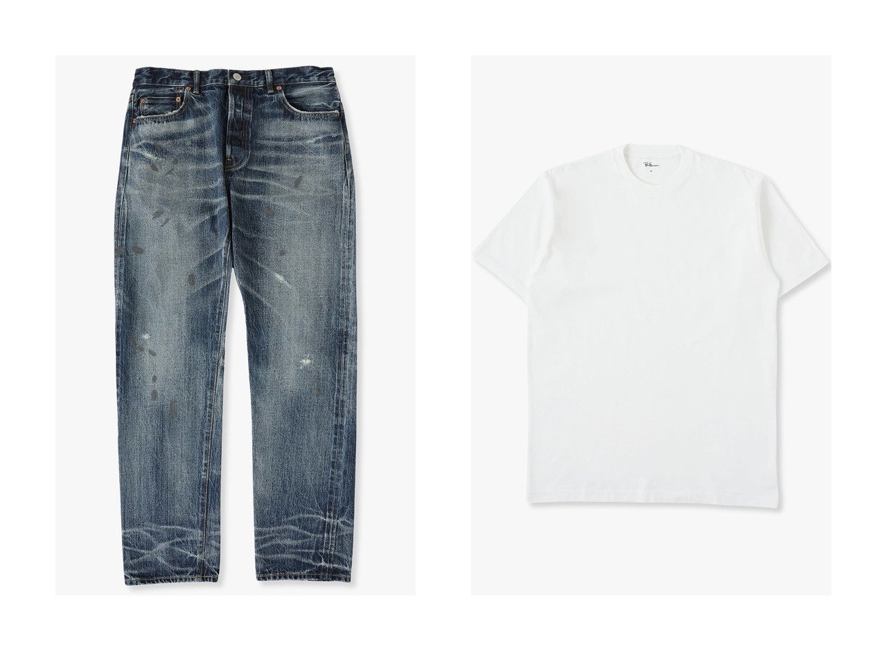 【Ron Herman / MEN/ロンハーマン】の【MEN】【Ron Herman DENIM】スリムストレートデニム&【MEN】【Ron Herman】オーガニックコットン クラシックTシャツ 【MEN 人気通販 コーディネート通販】おすすめ！人気、トレンド、メンズファッションの通販    おすすめ人気トレンドファッション通販アイテム インテリア・キッズ・メンズ・レディースファッション・服の通販 founy(ファニー) 　ファッション　Fashion　メンズファッション　MEN　ボトムス　Bottoms/Men　デニムパンツ　Denim Pants　トップス・カットソー　Tops/Tshirt/Men　シャツ　Shirts　2024年　2024　2024-2025秋冬・A/W　Aw/Autumn/Winter/Fw/Fall/2024-2025　A/W・秋冬　Aw・Autumn/Winter・Fw・Fall-Winter　デニム　Denim　クラシック　Classic　ショート　Short　スリーブ　Sleeve　ブルー系　Blue　ホワイト系　White　ブラック系　Black　|ID:crp329100000192324