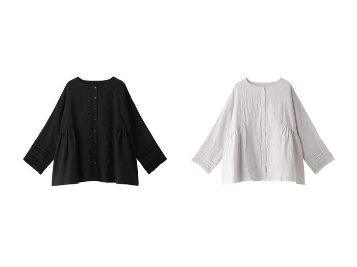 【nest Robe/ネストローブ】のリネンコットンレースサイドギャザー2Wayブラウス 【トップス、カットソー 人気通販 コーディネート通販】おすすめ！人気、トレンド、レディースファッションの通販    おすすめ人気トレンドファッション通販アイテム 人気、トレンドファッション・服の通販 founy(ファニー) ファッション Fashion レディースファッション WOMEN トップス・カットソー Tops/Tshirt シャツ/ブラウス Shirts/Blouses 2024年 2024 2024-2025秋冬・A/W Aw/Autumn/Winter/Fw/Fall/2024-2025 A/W・秋冬 Aw・Autumn/Winter・Fw・Fall-Winter ギャザー Gather スリーブ Sleeve フェミニン Feminine リネン Linen レース Race ロング Long 定番 Standard |ID:crp329100000192476