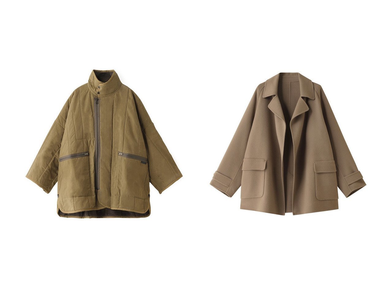 【YLEVE/イレーヴ】のラムウール ダブルクロス ビーバー ショートコート&【LAVENHAM × YLEVE】ポンチョ ジャケット 【アウター 人気通販 コーディネート通販】おすすめ！人気、トレンド、レディースファッションの通販    おすすめ人気トレンドファッション通販アイテム インテリア・キッズ・メンズ・レディースファッション・服の通販 founy(ファニー) 　ファッション　Fashion　レディースファッション　WOMEN　アウター　Coat Outerwear　ジャケット　Jackets　ポンチョ　Ponchos　コート　Coats　2024年　2024　2024-2025秋冬・A/W　Aw/Autumn/Winter/Fw/Fall/2024-2025　A/W・秋冬　Aw・Autumn/Winter・Fw・Fall-Winter　おすすめ　Recommend　キルティング　Quilting　ジャケット　Jacket　ドット　Dot　ボトム　Bottom　ポンチョ　Poncho　リラックス　Relax　ルーズ　Loose　ワイド　Wide　ショート　Short　ダブル　Double　バランス　Balance　ビッグ　Big　エレガント 上品　Elegant　グリーン系　Green　ブルー系　Blue　|ID:crp329100000192604