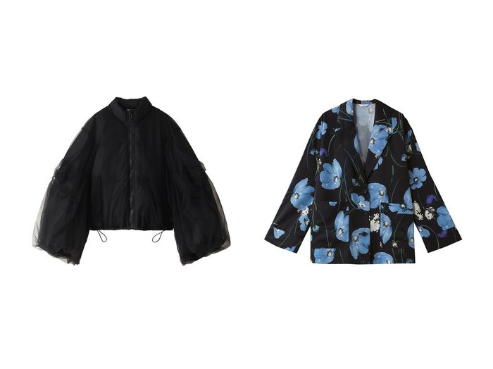 【CHIKA KISADA/チカ キサダ】のチュール レイヤー ダウンブルゾン&【CLANE/クラネ】のMULTICOLORED FLOWER SHIRT JACKET シャツ/ブラウス 【アウター 人気通販 コーディネート通販】おすすめ！人気、トレンド、レディースファッションの通販    おすすめ人気トレンドファッション通販アイテム インテリア・キッズ・メンズ・レディースファッション・服の通販 founy(ファニー) https://founy.com/ ファッション Fashion レディースファッション WOMEN アウター Coat Outerwear コート Coats ブルゾン Blouson/Jackets ジャケット Jackets 2024年 2024 2024-2025秋冬・A/W Aw/Autumn/Winter/Fw/Fall/2024-2025 A/W・秋冬 Aw・Autumn/Winter・Fw・Fall-Winter スリーブ Sleeve ダウン Down チュール Tulle バランス Balance パーティ Party ブルゾン Blouson モダン Modern ラグジュアリー Luxury シンプル Simple ジャケット Jacket セットアップ Set Up フラワー Flower |ID:crp329100000192656