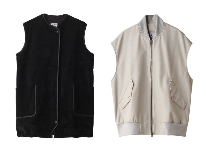 【sisii/シシ】の【UNISEX】MA-1 vest&GARDENER ベスト レザー 【アウター 人気通販 コーディネート通販】おすすめ！人気、トレンド、レディースファッションの通販    おすすめ人気トレンドファッション通販アイテム 人気、トレンドファッション・服の通販 founy(ファニー) 　ファッション　Fashion　レディースファッション　WOMEN　アウター　Coat Outerwear　ジャケット　Jackets　MA-1　MA-1　2024年　2024　2024-2025秋冬・A/W　Aw/Autumn/Winter/Fw/Fall/2024-2025　A/W・秋冬　Aw・Autumn/Winter・Fw・Fall-Winter　ジップ　Zip　ジャケット　Jacket　スエード　Suede　パイピング　Piping　フロント　Front　ベスト　Vest　ボックス　Box　ポケット　Pocket　ユニセックス　Unisex　シンプル　Simple　|ID:crp329100000192661