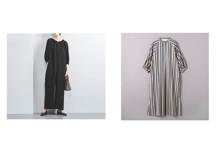 【UNITED ARROWS/ユナイテッドアローズ】の【別注】ストライプ シャツワンピース&COMFY ギャザー オールインワン 【ワンピース、ドレス 人気通販 コーディネート通販】おすすめ！人気、トレンド、レディースファッションの通販    おすすめ人気トレンドファッション通販アイテム インテリア・キッズ・メンズ・レディースファッション・服の通販 founy(ファニー) https://founy.com/ ファッション Fashion レディースファッション WOMEN ワンピース Dress オールインワン ワンピース All In One Dress シャツワンピース Shirt Dresses アクセサリー Accessories インナー Inner ギャザー Gather 吸水 Water Absorption シンプル Simple タンク Tank タートルネック Turtleneck ドレープ Drape ネックレス Necklace 長袖 Long Sleeve フロント Front ブルゾン Blouson 別注 Special Order ラウンド Round リブニット Rib Knit リラックス Relax 冬 Winter おすすめ Recommend コレクション Collection ストライプ Stripe スリット Slit ベーシック Basic ワーク Work A/W・秋冬 Aw・Autumn/Winter・Fw・Fall-Winter エレガント 上品 Elegant |ID:crp329100000192700