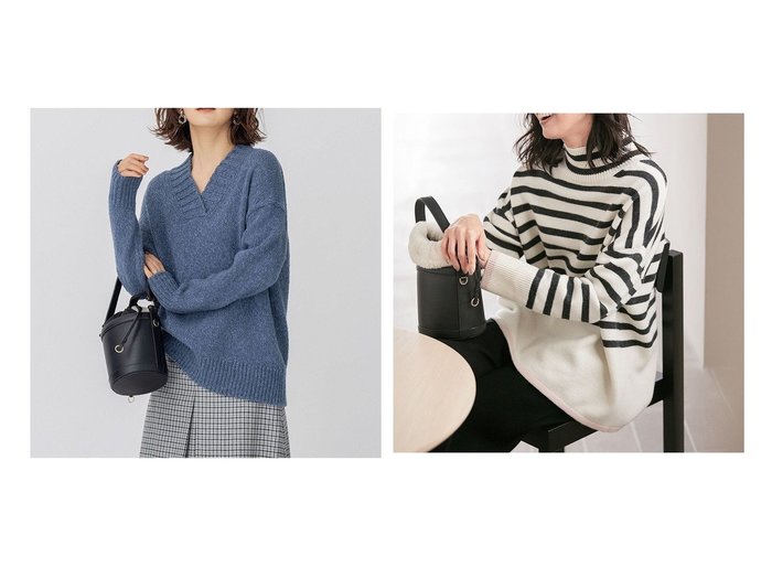 【NIJYUSANKU/23区】の【CLASSY.1月号掲載】ウールナイロン ボーダー ハイネック ニット&【洗える】ブークレ Vネック ニット 【トップス、カットソー 人気通販 コーディネート通販】おすすめ！人気、トレンド、レディースファッションの通販    おすすめ人気トレンドファッション通販アイテム 人気、トレンドファッション・服の通販 founy(ファニー) 雑誌掲載アイテム Magazine Items ファッション雑誌 Fashion Magazines クラッシィ CLASSY. ファッション Fashion レディースファッション WOMEN トップス・カットソー Tops/Tshirt ニット Knit Tops Vネック V-Neck イエロー Yellow イタリア Italy ウォーム Worm 洗える Washable セーター Sweater タートルネック Turtleneck ミックス Mix ルーズ Loose A/W・秋冬 Aw・Autumn/Winter・Fw・Fall-Winter 冬 Winter 2022年 2022 再入荷 Restock/Back In Stock/Re Arrival 2022-2023秋冬・A/W Aw/Autumn/Winter//Fw/Fall-Winter/2022-2023 おすすめ Recommend 1月号 January Issue 雑誌 Magazine 定番 Standard ハイネック High Neck ブロック Block ボーダー Border |ID:crp329100000192736