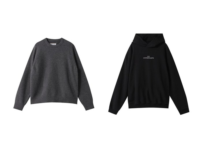 【MAISON MARGIELA / MEN/メゾン マルジェラ】の【MEN】クルーネック ウール セーター&【MEN】フーディーロゴ スウェットトップス 【MEN】おすすめ！人気トレンド・男性、メンズファッションの通販    おすすめ人気トレンドファッション通販アイテム 人気、トレンドファッション・服の通販 founy(ファニー) ファッション Fashion メンズファッション MEN トップス・カットソー Tops/Tshirt/Men シャツ Shirts パーカ Sweats 2024年 2024 2024-2025秋冬・A/W Aw/Autumn/Winter/Fw/Fall/2024-2025 A/W・秋冬 Aw・Autumn/Winter・Fw・Fall-Winter シンプル Simple スリーブ Sleeve セーター Sweater フィット Fit ベーシック Basic リブニット Rib Knit ロング Long おすすめ Recommend フロント Front |ID:crp329100000192979