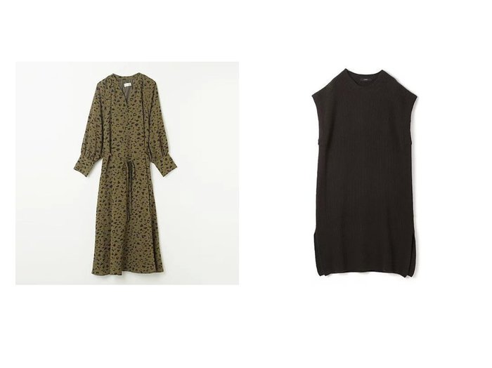 【FLORENT/フローレント】のAIR WOOL CREW NECK DRESS&【marjour/マージュール】の【HPS別注】LEOPARD SKIPPER DRESS 【ワンピース、ドレス 人気通販 コーディネート通販】おすすめ！人気、トレンド、レディースファッションの通販    おすすめ人気トレンドファッション通販アイテム 人気、トレンドファッション・服の通販 founy(ファニー) 　ファッション　Fashion　レディースファッション　WOMEN　ワンピース　Dress　ドレス　Party Dresses　ギャザー　Gather　レオパード　Leopard　エレガント 上品　Elegant　別注　Special Order　旅行　Travel　おすすめ　Recommend　シンプル　Simple　タートルネック　Turtleneck　ボトム　Bottom　畦　Ridge　|ID:crp329100000193092