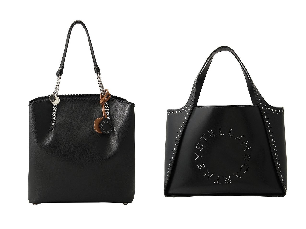 【STELLA McCARTNEY/ステラ マッカートニー】のStella Logo スタッズ付きトートバッグ&Falabella トートバッグ 【バッグ・鞄 人気通販 コーディネート通販】おすすめ！人気、トレンド、レディースファッションの通販    おすすめ人気トレンドファッション通販アイテム インテリア・キッズ・メンズ・レディースファッション・服の通販 founy(ファニー) 　ファッション　Fashion　レディースファッション　WOMEN　バッグ　Bag　2024年　2024　2024-2025秋冬・A/W　Aw/Autumn/Winter/Fw/Fall/2024-2025　A/W・秋冬　Aw・Autumn/Winter・Fw・Fall-Winter　サークル　Circle　スタッズ　Studs　ポーチ　Pouch　旅行　Travel　ビジネス 仕事 通勤　Business　シルバー　Silver　チャーム　Charm　ポケット　Pocket　エレガント 上品　Elegant　ブラック系　Black　|ID:crp329100000193347