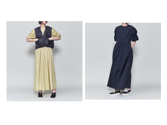 【BEAUTY&YOUTH / UNITED ARROWS/ビューティ&ユース ユナイテッドアローズ】の6(ROKU) ナイロン ボリューム ワンピース 【 人気通販 コーディネート通販】おすすめ！人気、トレンド、レディースファッションの通販    おすすめ人気トレンドファッション通販アイテム 人気、トレンドファッション・服の通販 founy(ファニー) ファッション Fashion レディースファッション WOMEN ワンピース Dress S/S・春夏 Ss・Spring/Summer おすすめ Recommend イエロー Yellow ギャザー Gather スリーブ Sleeve バランス Balance フェミニン Feminine ペチコート Petticoat マキシ Maxi リゾート Resort 夏 Summer 春 Spring |ID:crp329100000193543