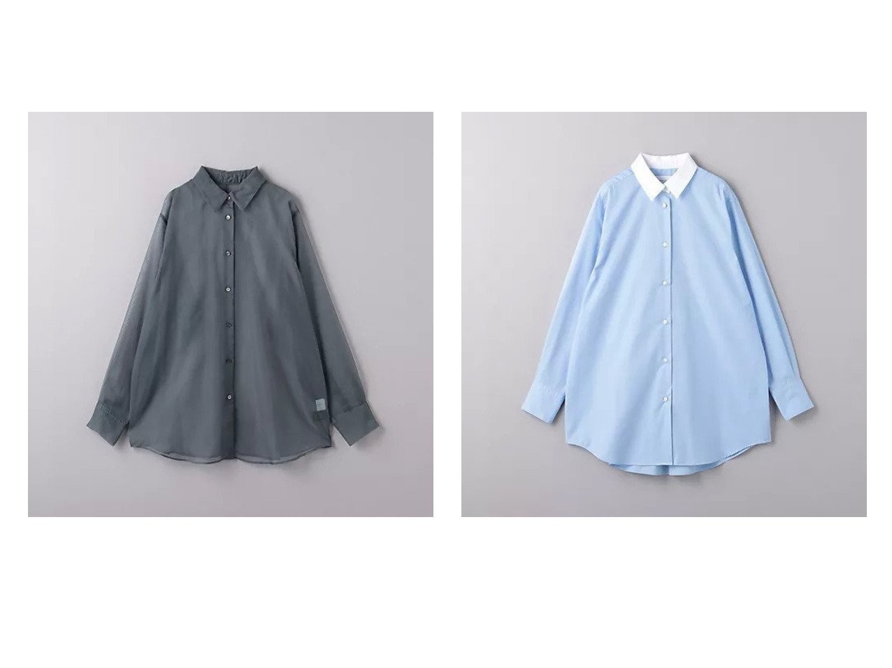 【UNITED ARROWS/ユナイテッドアローズ】のシアー ビッグシャツ&コットンブロード チュニックシャツ 【トップス、カットソー 人気通販 コーディネート通販】おすすめ！人気、トレンド、レディースファッションの通販    おすすめ人気トレンドファッション通販アイテム インテリア・キッズ・メンズ・レディースファッション・服の通販 founy(ファニー) 　ファッション　Fashion　レディースファッション　WOMEN　トップス・カットソー　Tops/Tshirt　シャツ/ブラウス　Shirts/Blouses　インナー　Inner　カットソー　Cut And Sew　シアー　Sheer　タートルネック　Turtleneck　トレンド　Trend　ビッグ　Big　ベスト　Vest　A/W・秋冬　Aw・Autumn/Winter・Fw・Fall-Winter　エレガント 上品　Elegant　カフス　Cuffs　コンパクト　Compact　ストライプ　Stripe　チュニック　Tunic　ブロード　Broad　マニッシュ　Mannish　レギュラー　Regular　ブルー系　Blue　グレー系　Gray　ホワイト系　White　|ID:crp329100000193621