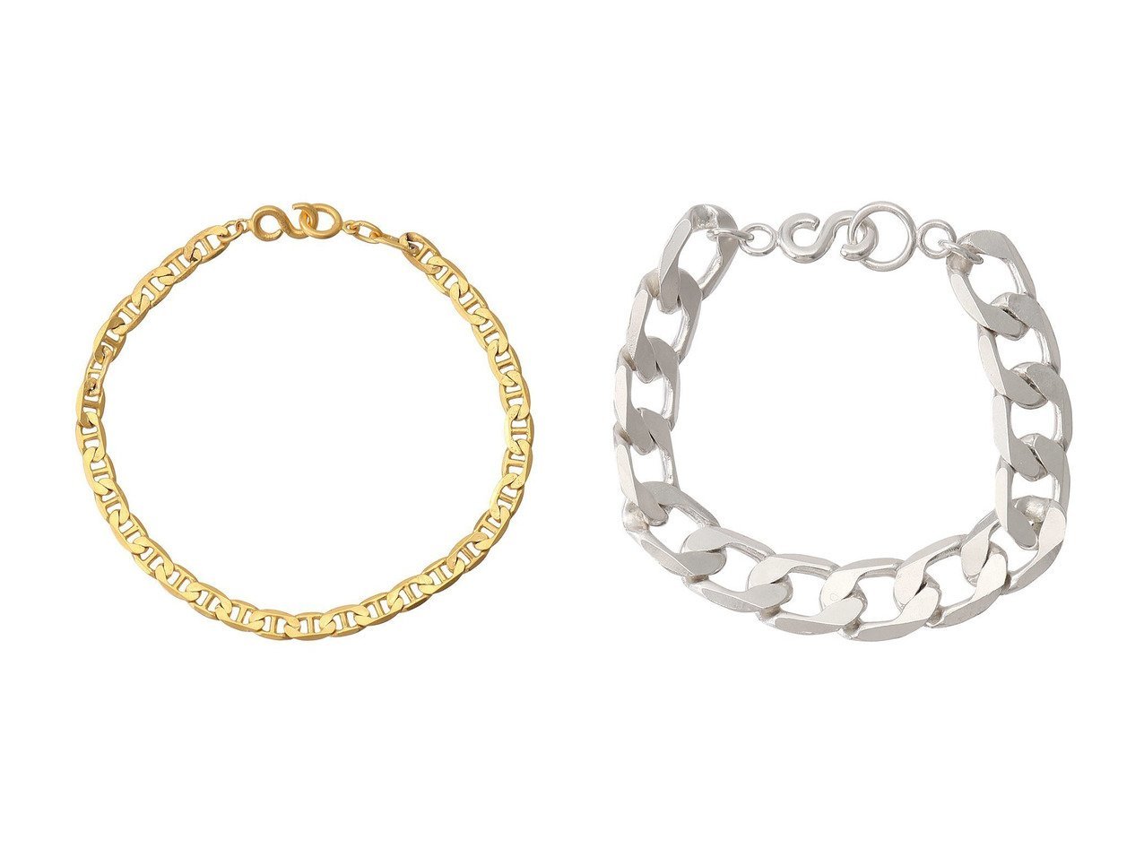 【Adlin Hue/アドリン ヒュー】のK24 Formed Vintage Filigree Chain ブレスレット&SV1000 Formed VIntage Flat Heavy Curb Chain ブレスレット 【アクセサリー、ジュエリー 人気通販 コーディネート通販】おすすめ！人気、トレンド、レディースファッションの通販    おすすめ人気トレンドファッション通販アイテム インテリア・キッズ・メンズ・レディースファッション・服の通販 founy(ファニー) 　ファッション　Fashion　レディースファッション　WOMEN　ジュエリー　Jewelry　ブレスレット　Bracelets　バングル　Bangles　2024年　2024　2024-2025秋冬・A/W　Aw/Autumn/Winter/Fw/Fall/2024-2025　A/W・秋冬　Aw・Autumn/Winter・Fw・Fall-Winter　ブレスレット　Bracelet　ヴィンテージ　Vintage　シルバー系　Silver　ゴールド系　Gold　|ID:crp329100000193697