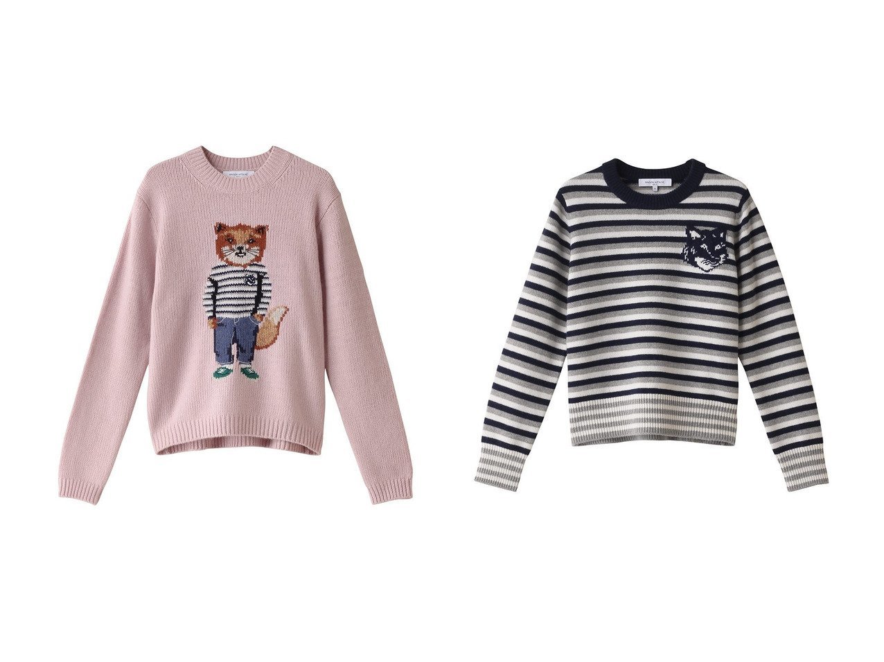 【MAISON KITSUNE/メゾン キツネ】のDRESSED FOX インターシャ ジャンパー&FOX HEAD インターシャ ストライプ レギュラー ジャンパー 【トップス、カットソー 人気通販 コーディネート通販】おすすめ！人気、トレンド、レディースファッションの通販    おすすめ人気トレンドファッション通販アイテム インテリア・キッズ・メンズ・レディースファッション・服の通販 founy(ファニー) 　ファッション　Fashion　レディースファッション　WOMEN　トップス・カットソー　Tops/Tshirt　ニット　Knit Tops　プルオーバー　Pullover　ワンピース　Dress　ドレス　Party Dresses　2024年　2024　2024-2025秋冬・A/W　Aw/Autumn/Winter/Fw/Fall/2024-2025　A/W・秋冬　Aw・Autumn/Winter・Fw・Fall-Winter　スリーブ　Sleeve　フォックス　Fox　フロント　Front　ベーシック　Basic　モチーフ　Motif　ロング　Long　レッド系　Red　ホワイト系　White　ブルー系　Blue　|ID:crp329100000193807